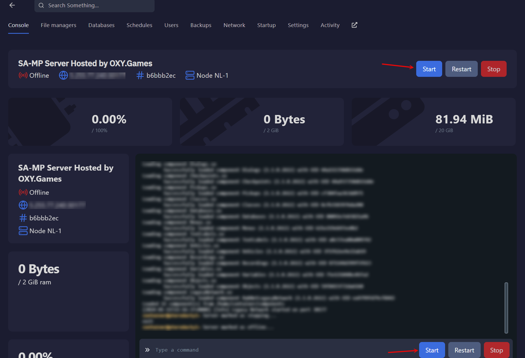 Game Server Controls
