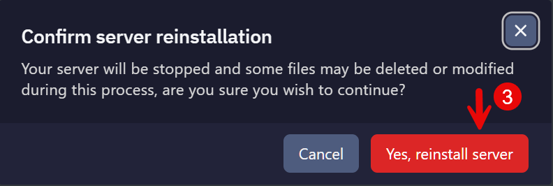 Reinstall Server Step 2